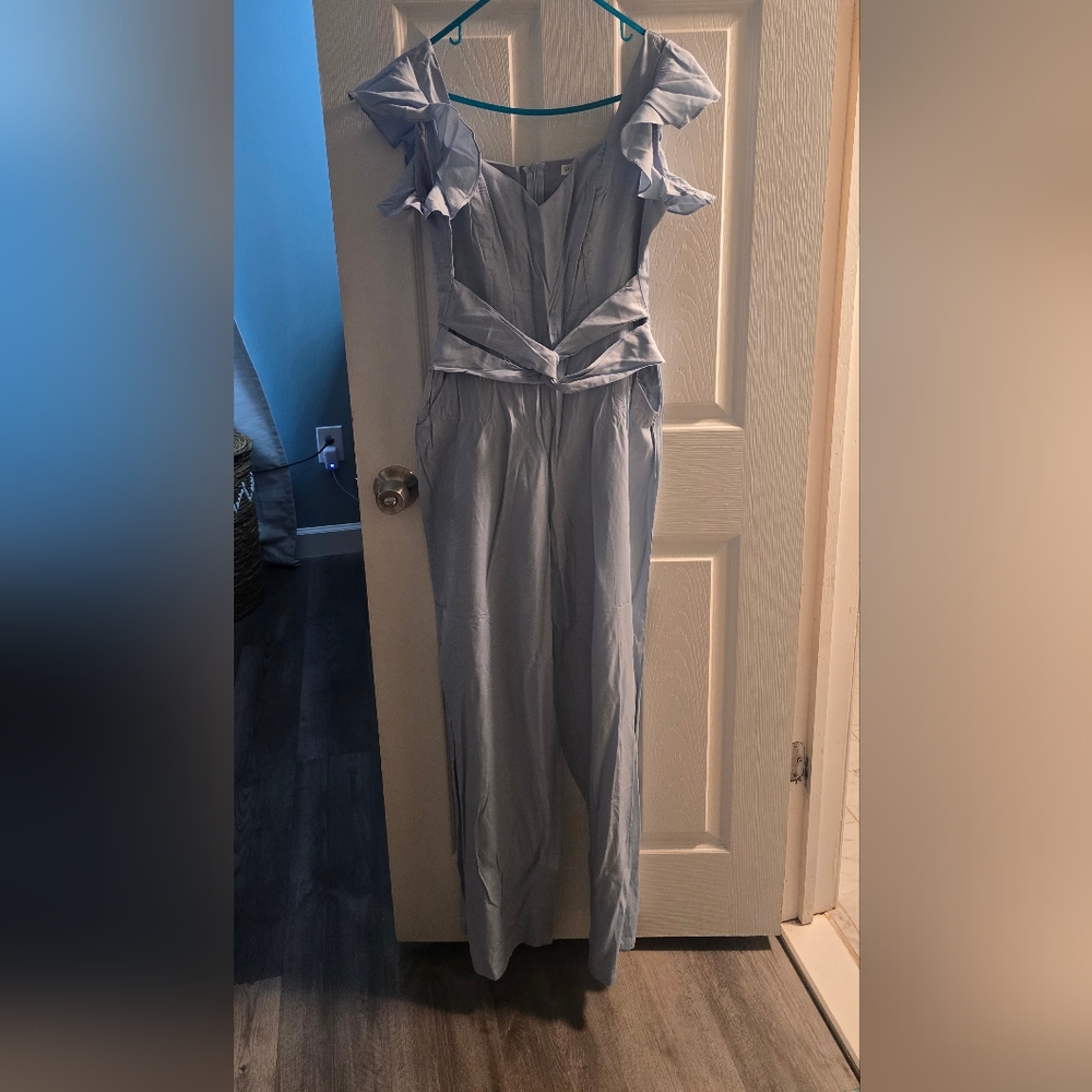 Light Blue Ruffled Jumpsuit